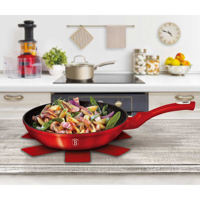 Grillpan – Steakpan – Barbecuepan – Koekenpan – Braadpan – 15-delige granieten pannenset – Aluminium met drievoudige anti-aanbaklaag – Geschikt voor alle warmtebronnen