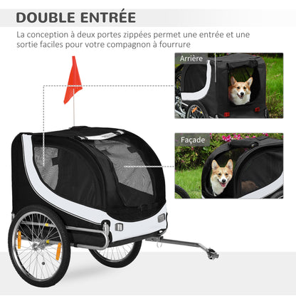 Fietskar voor Honden – Hondentrailer – Hondenwagen – Fietsaanhanger – Huisdierkar – Veiligheidssysteem met Reflectoren – Weerbestendige Beschermhoes – Wit