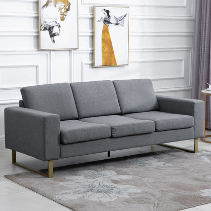 3-zitsbank – sofa – zitbank – loveseat – tweezitsbank – donkergrijs – linnen-look stof – royaal formaat 200 x 82 x 78 cm