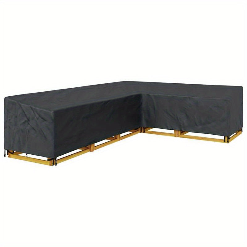 Tuinmeubelhoes – Loungedeksel – Buitenmeubelhoes – Patiohoes – Hoekbankhoes – Extra Groot 355x275x80 cm – Waterdicht 420D Oxford Polyester – UV-Bestendig Met Versterkte Naden – Zwart