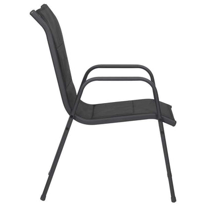 Tuinstoelen – Terrasstoelen – Balkonstoelen – Stapelbare Stoelen – Tuinmeubelen – Set van 6 – Staal & Textileen – Weerbestendig & Ergonomisch