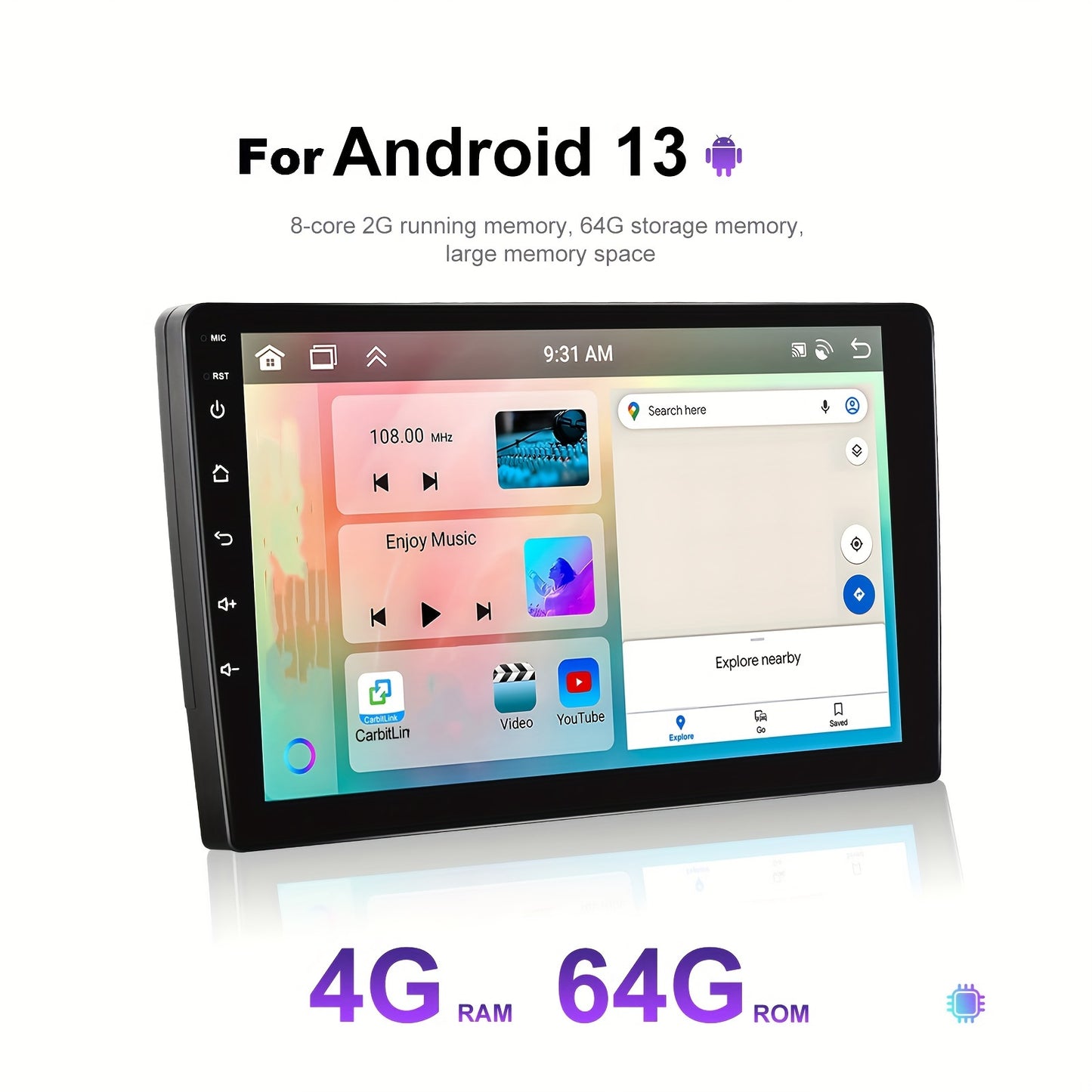 Android 13 Double Din Autoradio – 4G 64G Multimedia Systeem – Touchscreen Radio – Car Audio – Met GPS & Wifi – Draadloze CarPlayer & Android Auto