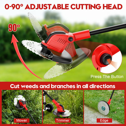 Draadloze Bosmaaier – Grasmaaier – Kantenmaaier – Struikkam – Trimmer – 850W Motor – 6000mAh Accu Met 2 Batterijen
