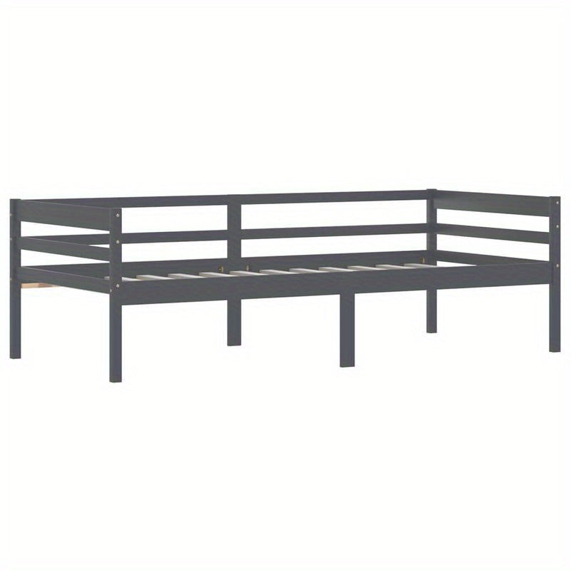 Modern Minimalist Bed Frame - Solid Pine Hardwood Construction, Easy Assembly, Tool-Free Setup, Sturdy Legs - Space-Saving Single Bed for Small Rooms, Apartments, Guest Bedrooms - Grigio Scuro (Dark Gray) Contemporary Furnitu