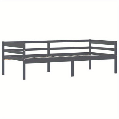 Modern Minimalist Bed Frame - Solid Pine Hardwood Construction, Easy Assembly, Tool-Free Setup, Sturdy Legs - Space-Saving Single Bed for Small Rooms, Apartments, Guest Bedrooms - Grigio Scuro (Dark Gray) Contemporary Furnitu