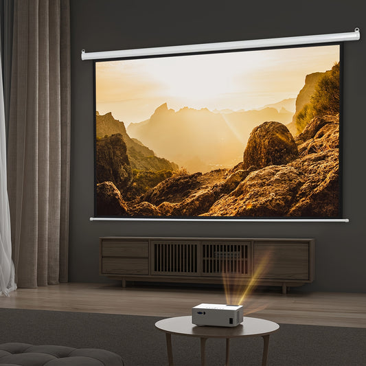 Black Friday /Deals Fully Automatic Lifting Cinema Screen White Plastic Material European Standard Universal Power Plug And Odorless Automatic Lifting And Retracting VDE Electrical Certification 213.36 cm 4:3 Standard Screen