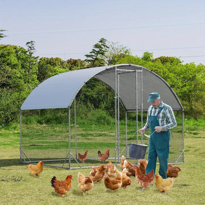 Kippenhok – Kippenren – Pluimveekooien – Buitenren – Dierenhok – Grote Ren 190x280x195 cm – Gegalvaniseerd Metaal – Weerbestendig & Veilig met Slot