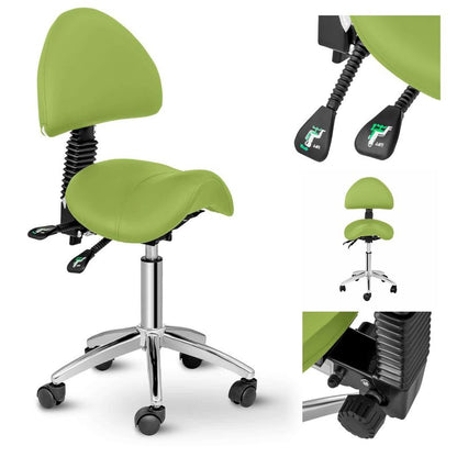 Cosmetic Saddle Chair with Adjustable Rotating Backrest BERLIN - Green