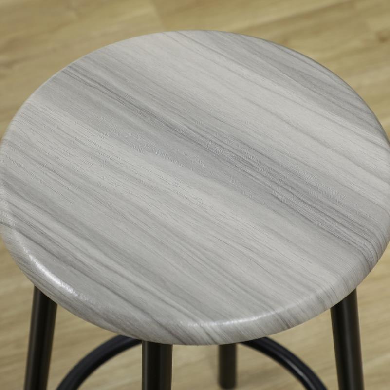 Barkrukkenset – Barkrukken – Barkruk – Keukenkruk – Barstoel – Industrieel Design – Metalen Onderstel Grijs – Massief Houten Tafelblad – 5 Zits
