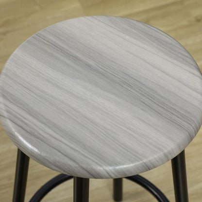 Barkrukkenset – Barkrukken – Barkruk – Keukenkruk – Barstoel – Industrieel Design – Metalen Onderstel Grijs – Massief Houten Tafelblad – 5 Zits
