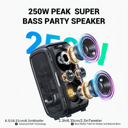 Draagbare Speaker – Bluetooth Speaker – Boombox – Muziekbox – Wireless Speaker – 200W Piekvermogen – 120dB Geluidsdrukniveau