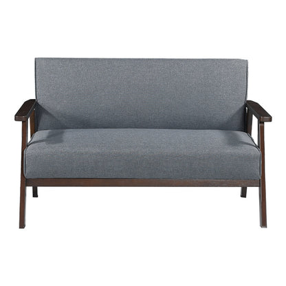 Bankstel – 2-Zitsbank – Zitbank – Bankje – Sofa – Grijs – Houten Frame – 121x69x75 cm – Comfortabel & Stevig