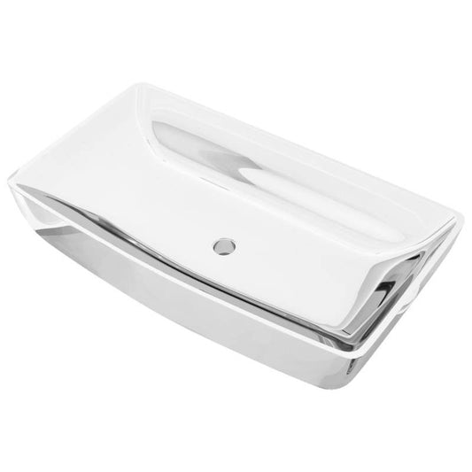 Wastafel – Lavabo – Fontein – Wasbak – Badkamermeubel – Keramiek Zilver – Afmeting 71x38x13,5 cm