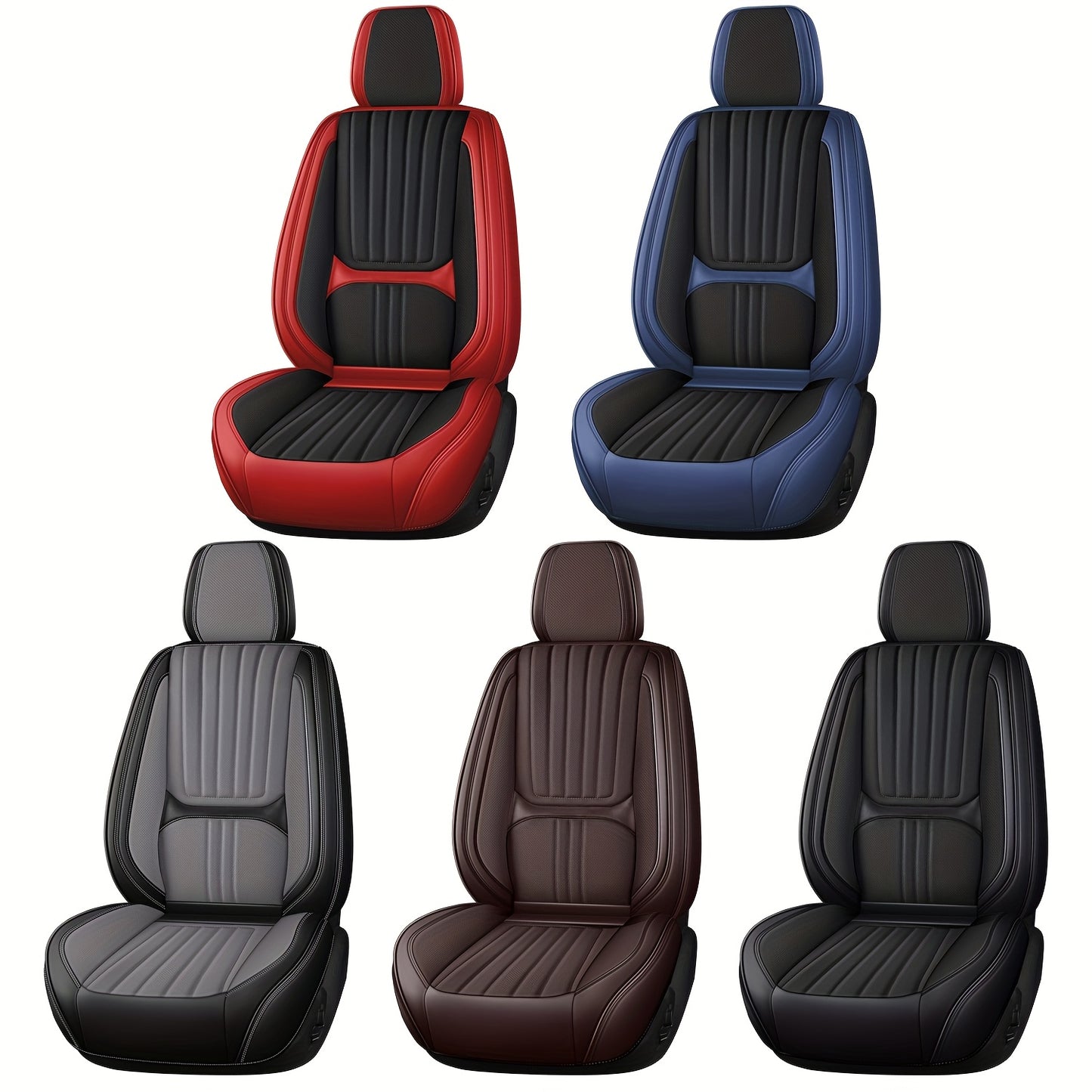 Leren Stoelhoezen Auto – Stoelbekleding – Stoelbeschermers – Autostoelhoezen – Auto Interieur Bescherming – Universele Pasvorm Sedan SUV Pickup – Ademende Premium Nappa Leer – Comfortabele Schuimvulling