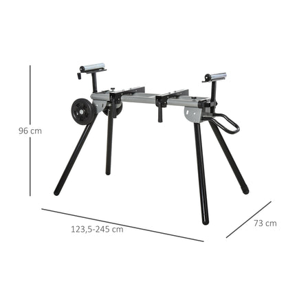 Zaagbok – Zaagstandaard – Werktafel – Afkortzaagbok – Zaagpaard – Verstelbaar tot 245 cm – Stevig Stalen Frame Zwart/Zilver