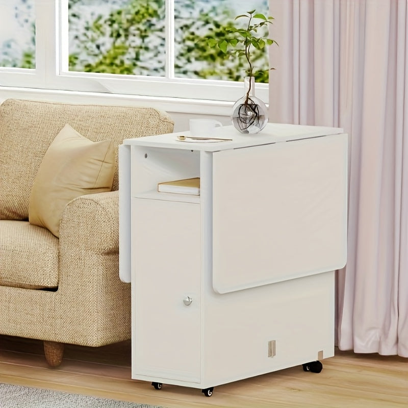 Uitklapbare Eettafel – Uitschuifbare Tafel – Klaptafel – Verlengbare Keukentafel – Mobiele Eettafel – Ruimtebesparend Design – Metaal Met Wieltjes En 110x70x79 cm