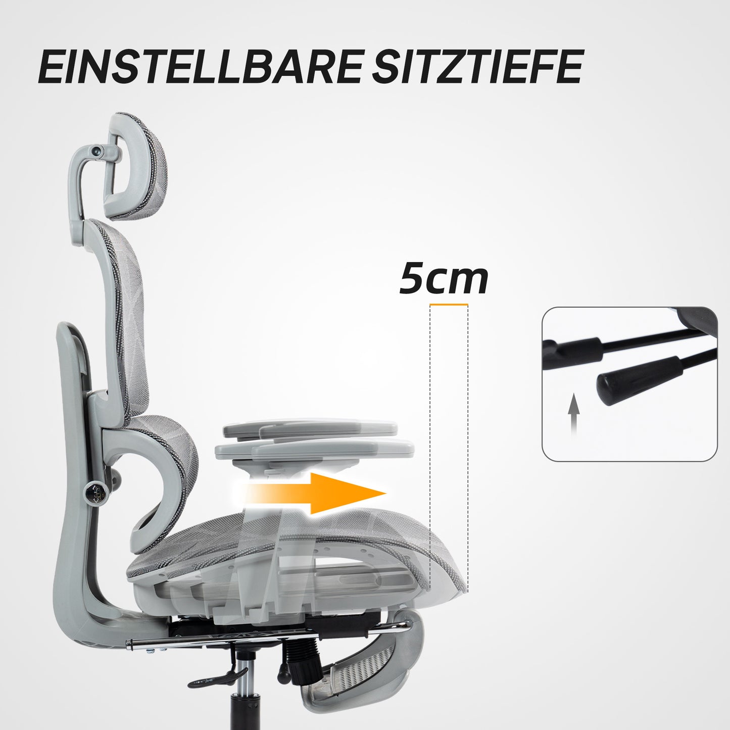 Ergonomische Bureaustoel – Kantoorstoel – Deskchair – Werkstoel – Mesh Bureaustoel – Verstelbare Armleuningen – Ademend Mesh Stof – Grijs
