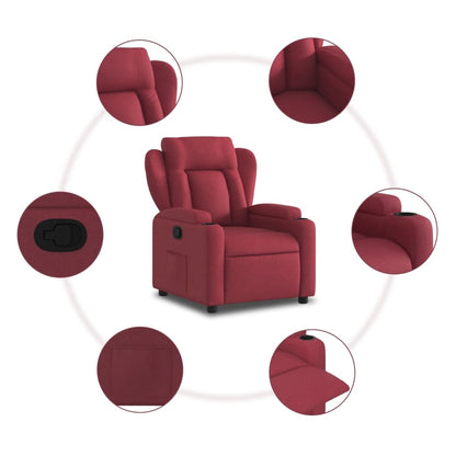 Elektrische Relaxfauteuil – Relaxstoel – Sta-op Stoel – Fauteuil – Zitstoel – Wijnrood – Elektrisch Verstelbaar – Hout/metaal Frame