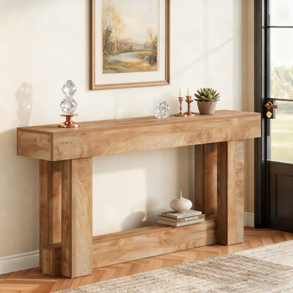 Sidetable – Consoletafel – Haltafel – Wandtafel – Dressoir – Smal Lang Model – 2 Opbergniveaus – Hoogwaardig Verlijmd Hout Bruin
