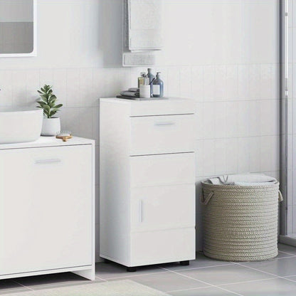 Hoogglans Witte Badkamerkast – Badmeubel – Opbergkast – Badkamerkastje – Kastje – Compact Formaat 37x31,5x82 cm – Duurzaam Verwerkt Hout