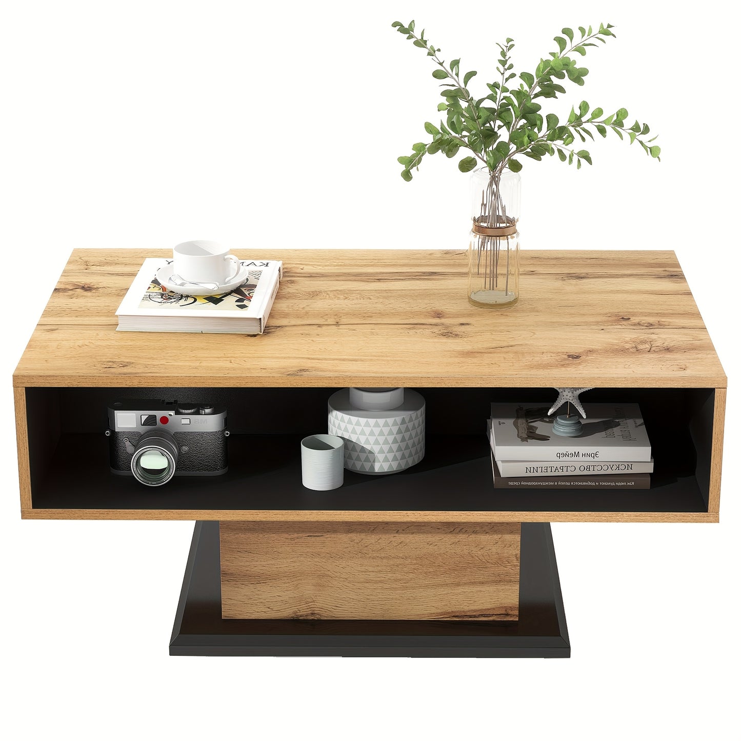 Salontafel – Koffietafel – Bijzettafel – Woonkamertafel – Tafel – Contemporaine Houteffect – Extra Brede Opbergruimte – Handgreeploze Lade