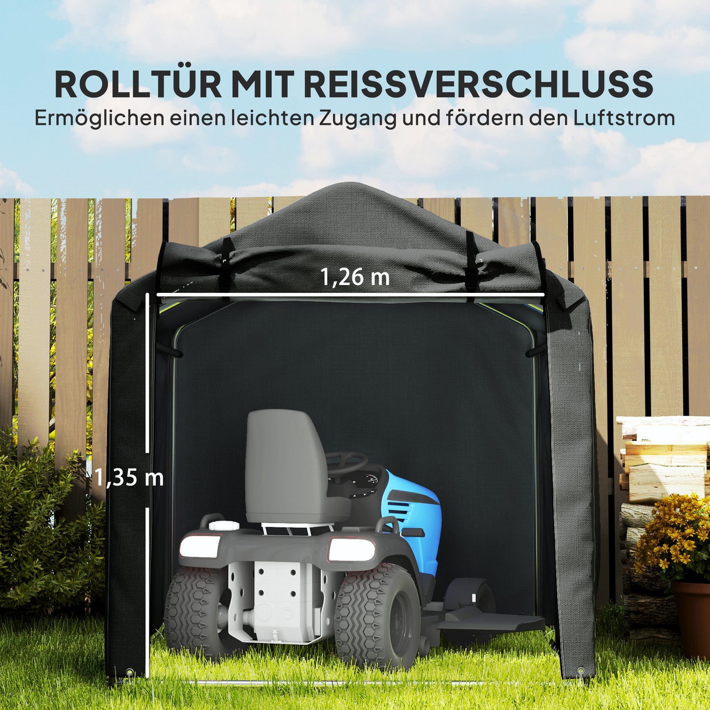 Garagecaravanhoes – Opbergtent – Beschermhoes – Stallingstent – Afdekhoes – Waterdicht – UV-bestendig – 220x157x165 cm – Met Ritsdeur