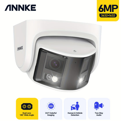 beveiligingscamera – bewakingscamera – buitencamera – ip-camera – draadloze camera – 6MP dual lens – 180° ultra brede kijkhoek – kleurennachtzicht en infrarood – tweezijdige audio – menselijke en voertuigdetectie – PoE voeding