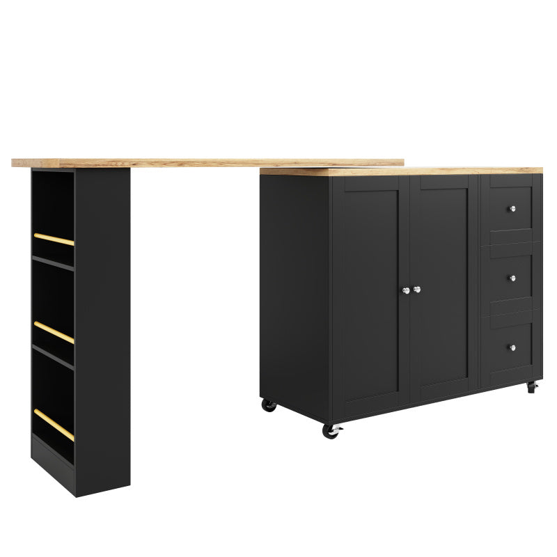 Black Standing Table with a 360-Degree Rotation, Measuring 135203 X 39 X 106 Cm, Equipped with Wheels And Three Shelves.