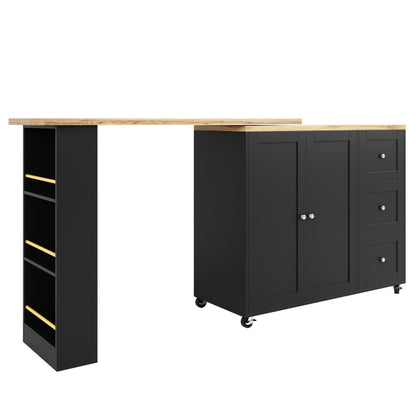 Black Standing Table with a 360-Degree Rotation, Measuring 135203 X 39 X 106 Cm, Equipped with Wheels And Three Shelves.