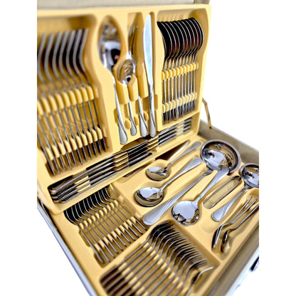 Cutlery in The Suitcase | 72pcs | 12 People | Stainless Steel | Fork | Spoon | Knife | SATIN 2232D