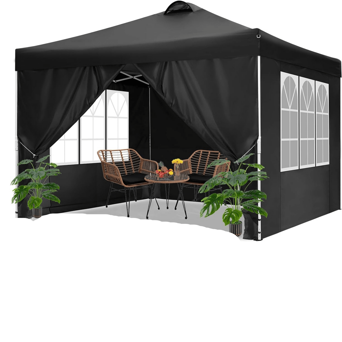 Partytent – Paviljoen – Tuintent – Feesttent – Vouwtent – Pop-up – 3x3 m – Verstelbare Hoogte – Zandzakken & Draagtas – Zwart