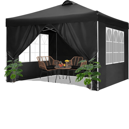 Partytent – Paviljoen – Tuintent – Feesttent – Vouwtent – Pop-up – 3x3 m – Verstelbare Hoogte – Zandzakken & Draagtas – Zwart