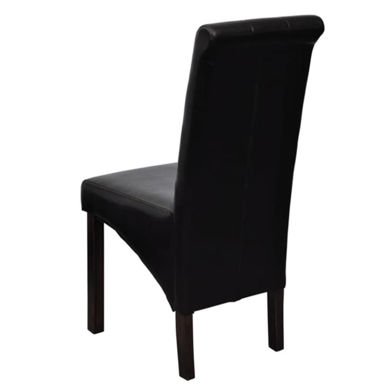 Modern Dining Chair, Lounge Chair, Dining Table Chair, Stylish Design Chair, Soft Fabric, Sturdy Frame, Comfortable Seat, Suitable for Dining Room, Living Room, Bedroom, Office – Set of 2, Black Faux Leather