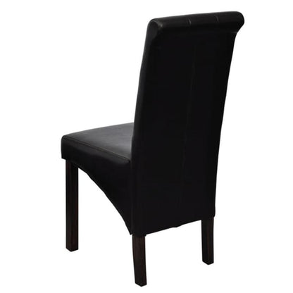 Modern Dining Chair, Lounge Chair, Dining Table Chair, Stylish Design Chair, Soft Fabric, Sturdy Frame, Comfortable Seat, Suitable for Dining Room, Living Room, Bedroom, Office – Set of 2, Black Faux Leather