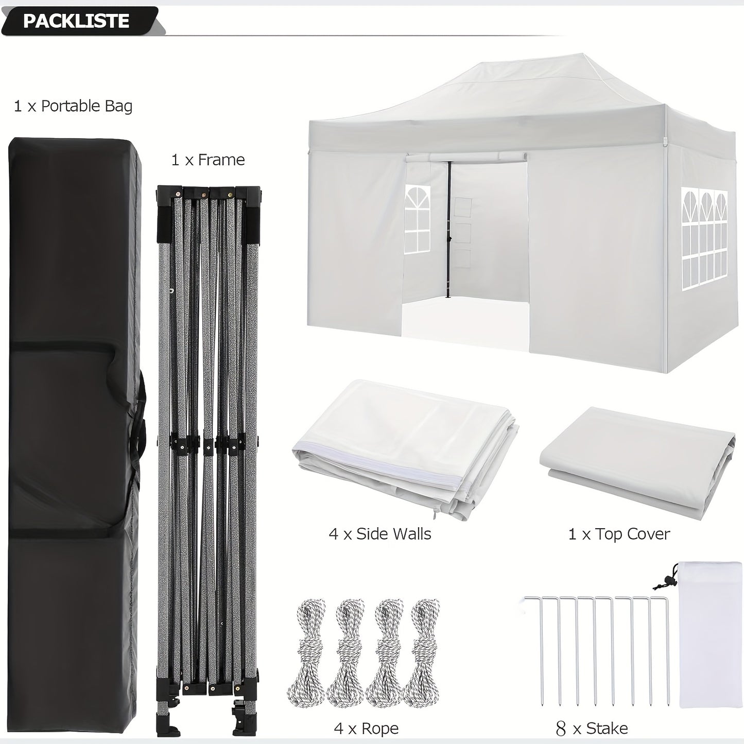 Buitentent – Partytent – Kampeertent – Markttent – Compacte 10x15 Maat – 3 Verstelbare Hoogtes – Duurzaam Alloy Frame