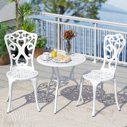 3-delige Bistro Set – Tuinset – Terrasmeubilair – Balkonset – Buitenmeubilair – Weerbestendig Gietaluminium – Parasoluitsparing