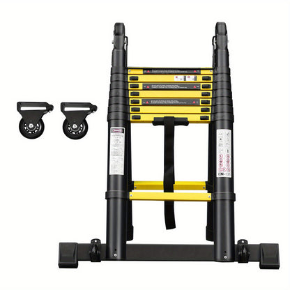 Telescopische Ladder – Uitschuifladder – Vouwladder – Aluminium Ladder – Uitklapbare Ladder – Max 3,8 Meter – Lichtgewicht Aluminium – Balansbalk Met Wielen