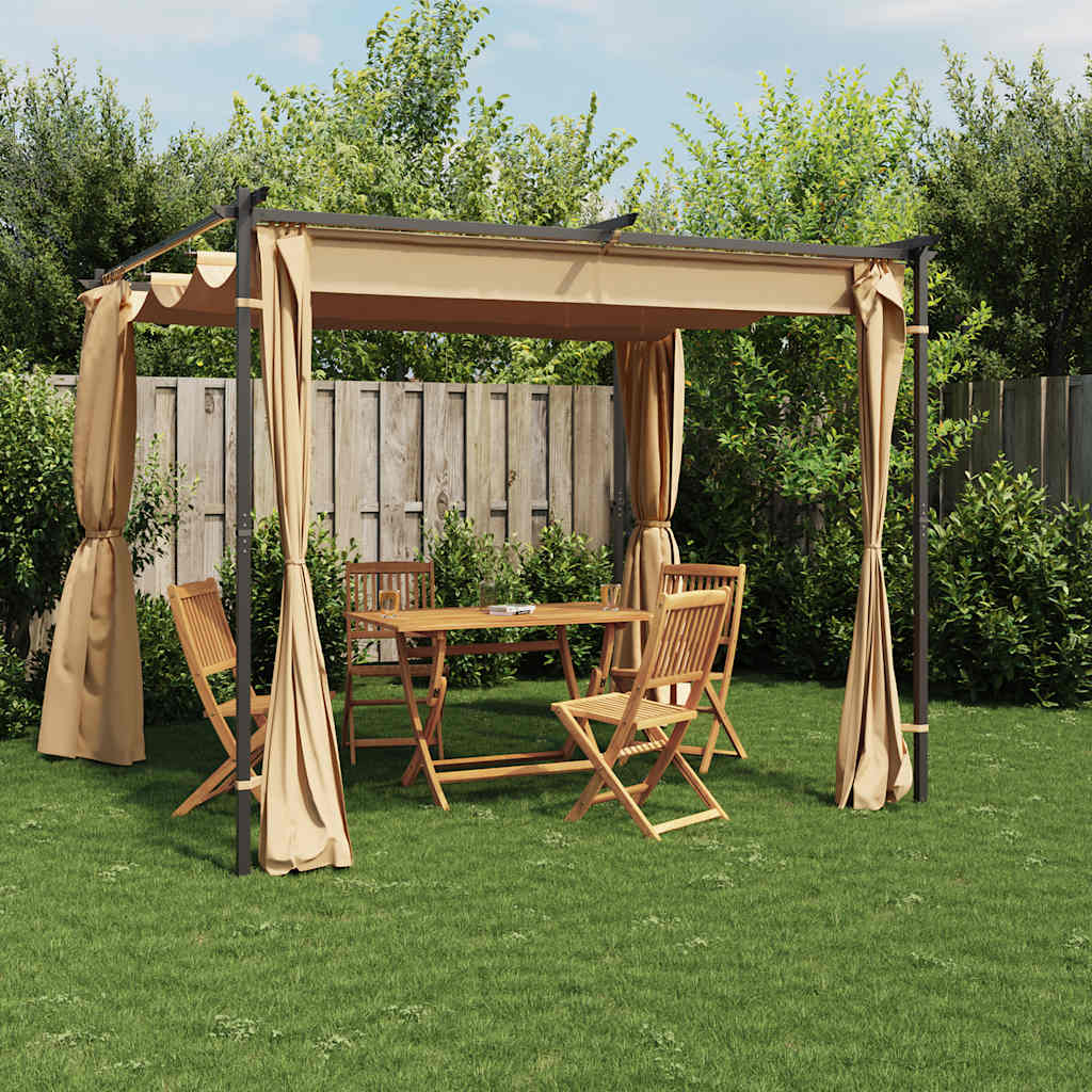 Partytent – Tuinoverkapping – Paviljoen – Tuinkamer – Tent – Taupe 3 x 3 Meter – Stevig Gecoat Stalen Frame – Water- en UV-bestendig Polyester Dak