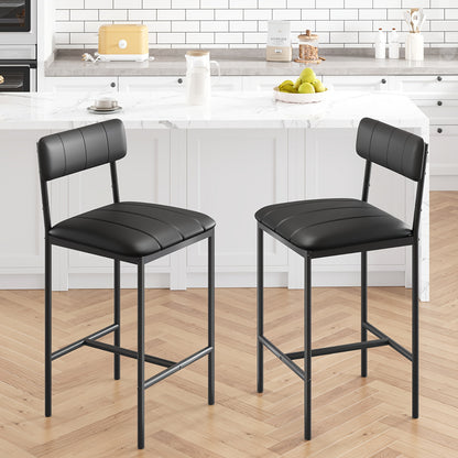 Barstoelen – Barkrukken – Keukenstoelen – Hoge Stoelen – Counterstoelen – Set Van 2 – Kunstleren Bekleding – Met Voetensteun