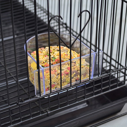 Vogelkooi – Vogelkooi Voor Parkieten – Kooi Voor Kanaries – Reiskooi Vogel – Broedkooi Vogels – 75,5x45x45 cm Zwart Metaal – Met Scheidingspaneel & Uitschuifbare Bodemtray