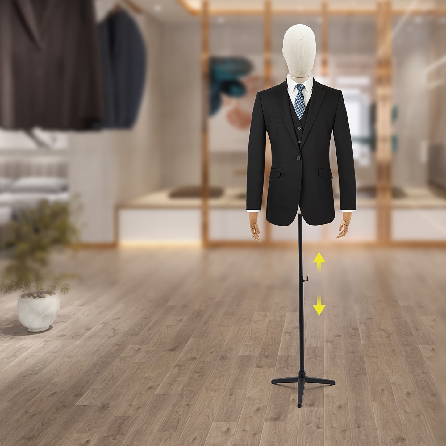 Adjustable Male Dress Form Mannequin with Poseable, Hands & Limbs - Heavy-Duty Tripod Base, Height 134.62cm-193.04cm, Compatible for Retail Store Display, Tailor Shop & Clothing Presentation - Assembly & Posture Adjustment (D