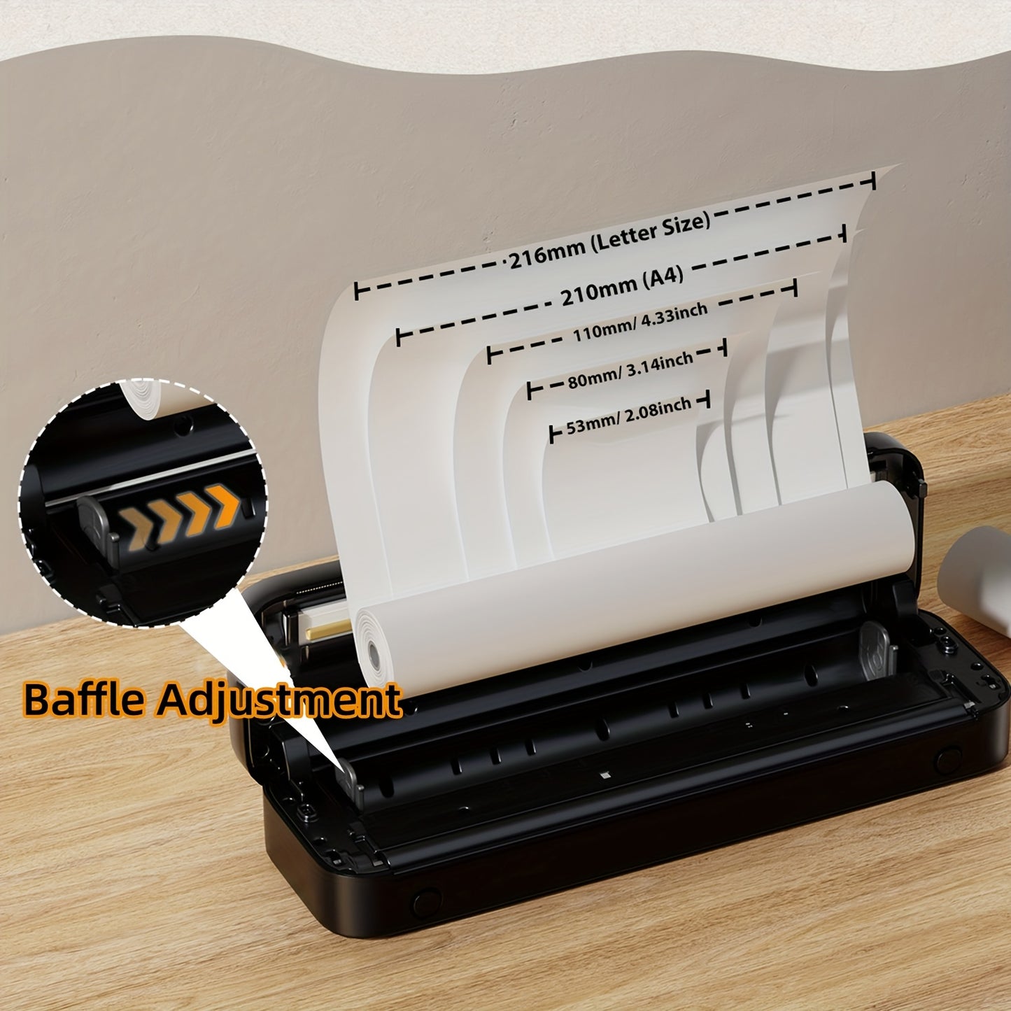 Draagbare Thermal Printer – Mobiele Printer – Draadloze Printer – Inkless Printer – Compacte Printer – USB Oplaadbaar – A4 & US Letter Printformaat