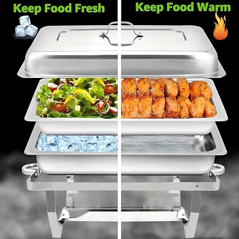 Warmhoudset Buffet – Chafing Dish – Voedselwarmer – Buffetbak – Cateringset – 4 Stuks – 9 Liter Per Bak – 408 Roestvrijstaal Zonder Stroom