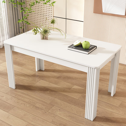 Dining Table, Contemporary Dining Table, Sturdy Dining Table, Table with Four Legs, Oak Wood Table, Rectangular Dining Table, Coffee Leisure Table, Modern Simple Dining Table, White[OLD SKU:WF312300AAW]