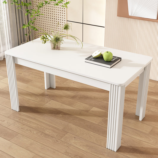 Dining Table, Contemporary Dining Table, Sturdy Dining Table, Table with Four Legs, Oak Wood Table, Rectangular Dining Table, Coffee Leisure Table, Modern Simple Dining Table, White[OLD SKU:WF312300AAW]