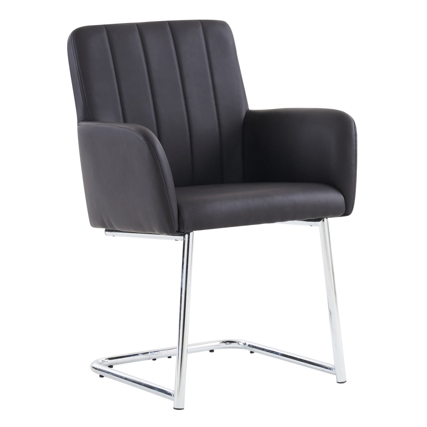 Eetkamerstoel – Stoel – Armstoel – Dining Chair – Zwarte eetkamerstoel set van 2 – Kunstleer Bekleding – Z-vormig Metalen Onderstel