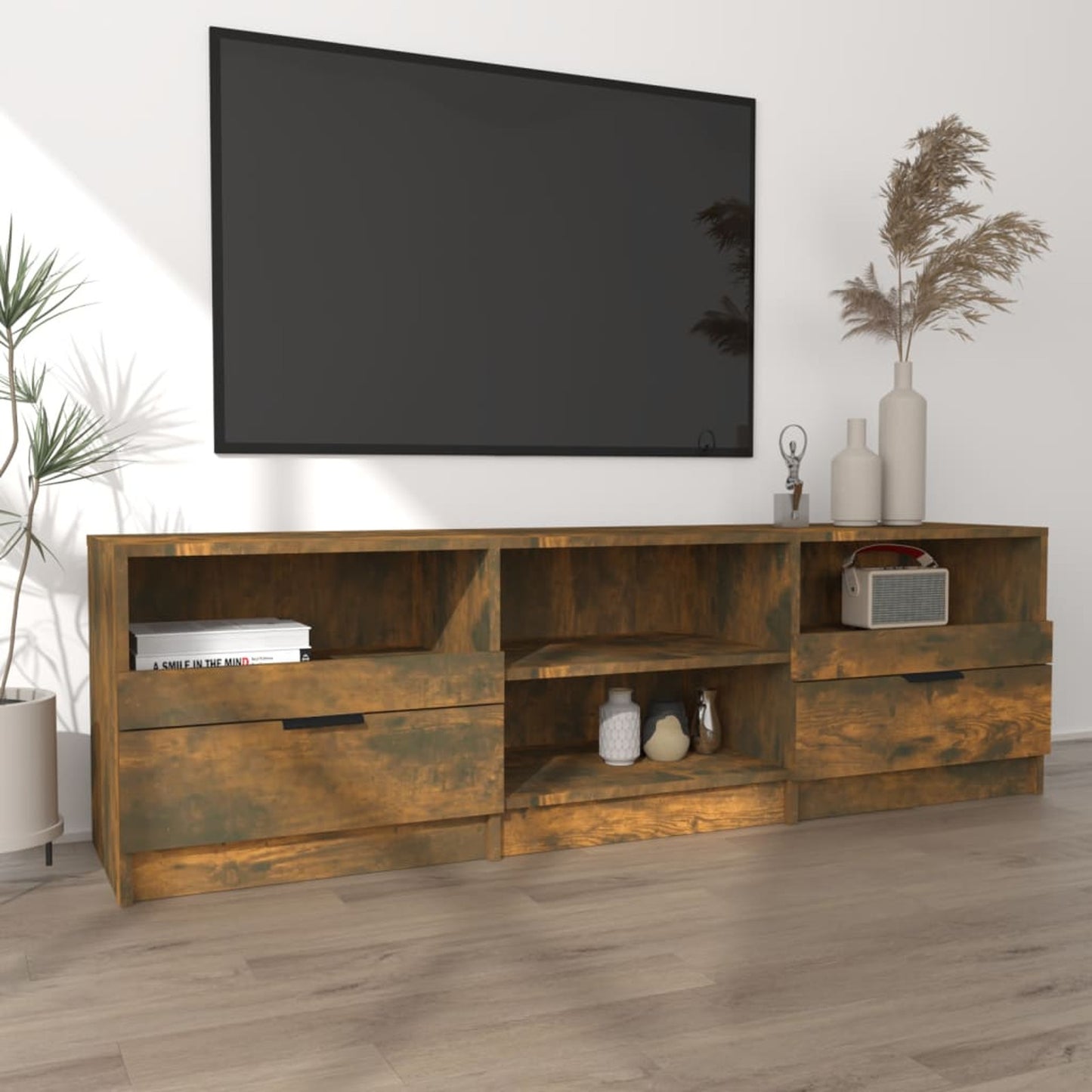 TV-kast – TV-meubel – TV-standaard – Mediameubel – Entertainmentkast – Gerookt Eiken – 150x33,5x45 cm – Duurzaam Gemonteerd Hout