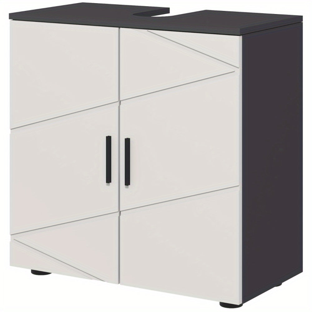 Badkamer opbergkast – Badkamerkast – Wastafelkast – Opbergmeubel – Opberger – Verstelbare legplanken – Anti-kantelbeveiliging – Grijs – 60x30x60 cm