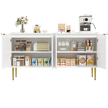 Dressoir – Sideboard – Opbergmeubel – Servieskast – Woonkamerkast – Wit – Modern Minimalistisch Design – Ruime Opbergruimte 140x38x75 cm