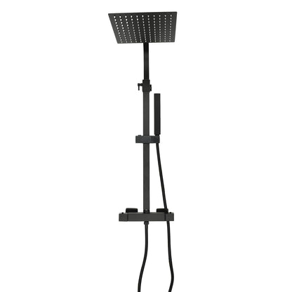 TOOL1SHOOO Constant Temperature Rain Shower System - Modern Black Design, 360° Rotatable 9, 213.36cm Top Shower Head, Adjustable Height 73.66-124.46cm with Stainless Steel Hose & Ceramic Valve Core, Wall-Mounted for Home, Ho